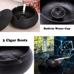 Cendrier en Céramique avec Couvercles, Coupe-vent pour Cigarettes à Usage Intérieur ou Extérieur, Cendrier de Bureau pour la Mai
