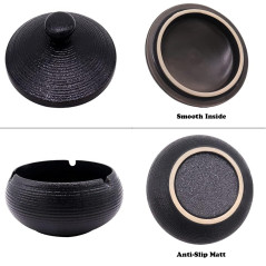 Cendrier en Céramique avec Couvercles, Coupe-vent pour Cigarettes à Usage Intérieur ou Extérieur, Cendrier de Bureau pour la Mai