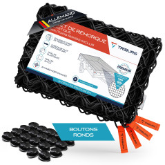 TRIBURG Filet de remorque élastique pour remorques de Dimensions 1 x 2 m à 2 x 3 m - Mailles serrées avec Corde en Caoutchouc [N