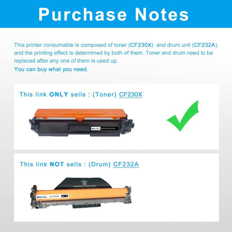 LCL Cartouche de Toner Compatible 30A 30X CF230A CF230X 3500Pages (2Noir) Remplacement pour HP Laser Jet Pro M203D M203DN M203DW