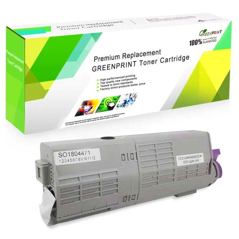 GREENPRINT Cartouche de Toner Compatible C542 C532 MC563 MC573 Noir 7000 Pages pour Imprimantes OKI Okidata C532dn C542dn MC563d