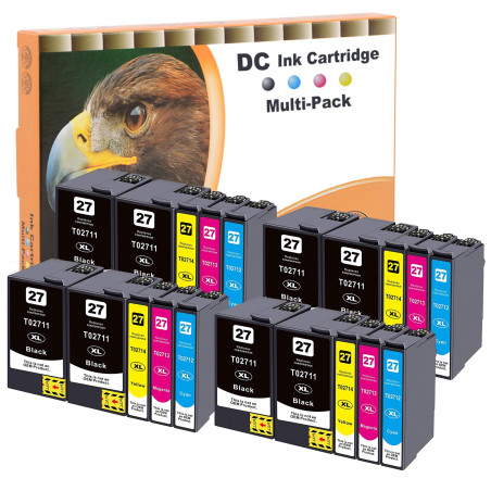 D&C 27 XL Cartouches d'encre Remplacer pour Epson 27 27XL pour Epson Workforce WF-7210DTW WF-7710DWF WF-7720DTWF WF-3620DWF WF-3