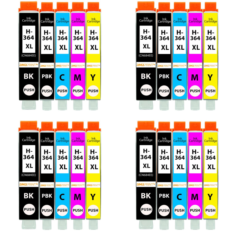 Amaprint 20 XL Cartouches Compatible avec HP 364 364XL PBK pour DeskJet 5445 5460 OfficeJet 7515 PhotoSmart 7510 7520 B8550 C532