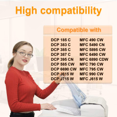 D&C Cartouches d'encre compatibles pour Brother LC-980/1100 DCP-185C DCP-385C DCP-395CN DCP-585CW DCP-6690CW DCP-J615W DCP-J715W