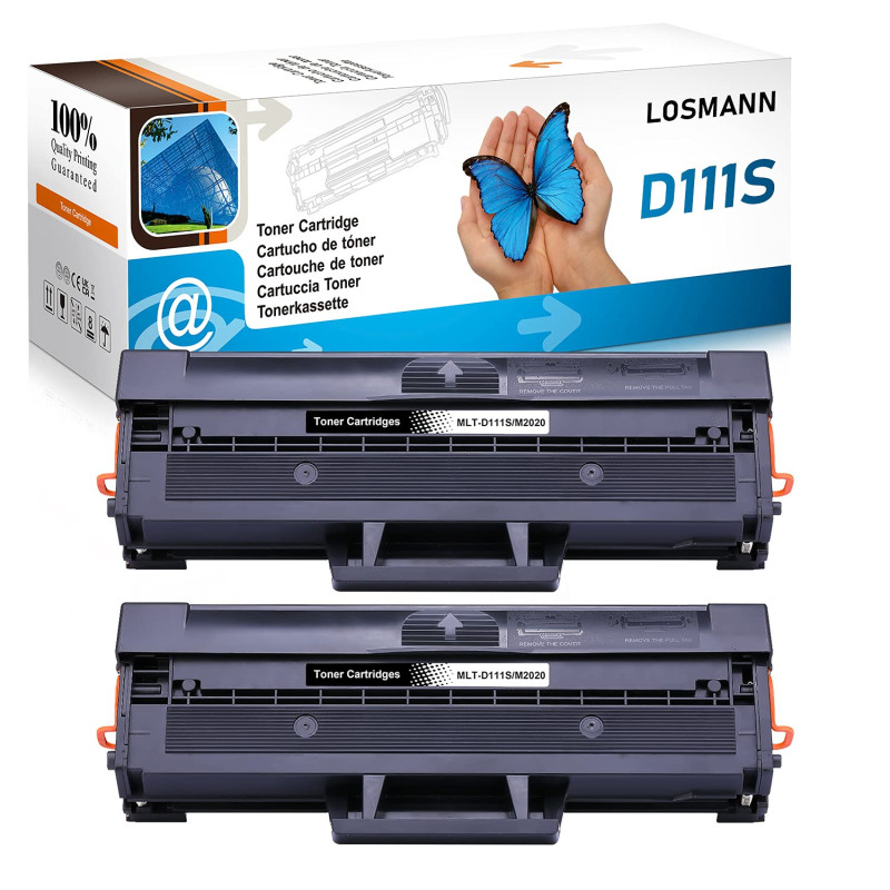 LOSMANN 2x Toner compatible pour Samsung MLT-D111S D111L pour Samsung Xpress M2020 M2020W M2021 M2021W M2022 M2022W M2026 M2026W
