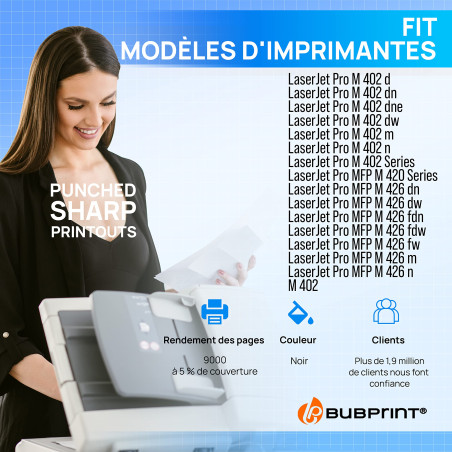 Bubprint Compatible pour HP 26X CF226X Cartouche de Toner pour LaserJet Pro M402 M402D M402DN M402DNE M402DW M402M M402N MFP M42