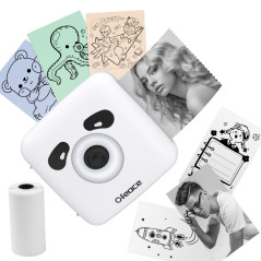 Imprimante Photo Portable, Mini Imprimante Portable, Impression Thermique, 300 dpi, Connexion Rapide 1 s, 1100 mAh, étiquette de