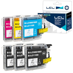 LCL Cartouche d'encre Compatible LC985 LC985BK LC985C LC985M LC985Y (3 Noir 1Cyan 1Magenta 1Jaune) Remplacement pour Brother DCP
