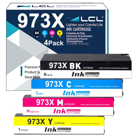 LCL 973X Cartouche d'encre Compatible pour HP 973 973X L0S07AE F6T81AE F6T82AE F6T83AEV Compatible pour HP PageWide Pro 452dn 45