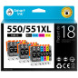 Smart Ink Compatible Cartouche d'encre de Remplacement pour Canon PGI 550 XL 550XL CLI 551 XL 551XL 18Pack(6 PGBK & 3 BK/C/M/Y) Smart Ink Compatible Cartouche d'encre de Remplacement pour Canon PGI 550 XL 550XL CLI 551 XL 551XL 18Pack(6 PGBK & 3 BK/C/M/Y)