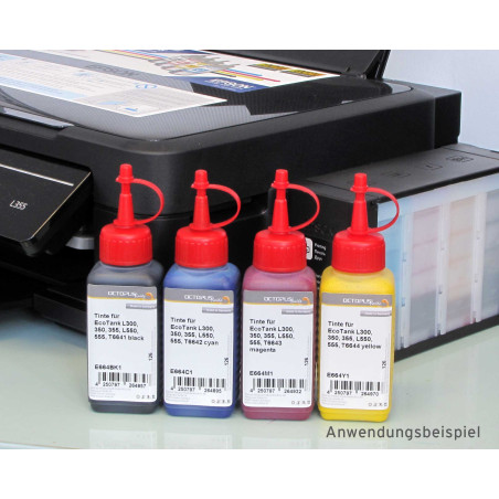 4 x 250 ml Encre, Encre d’imprimante compatible pour Epson EcoTank L300, L350, L355, L365, L455, L550, L555, L565, L100, L200 Im
