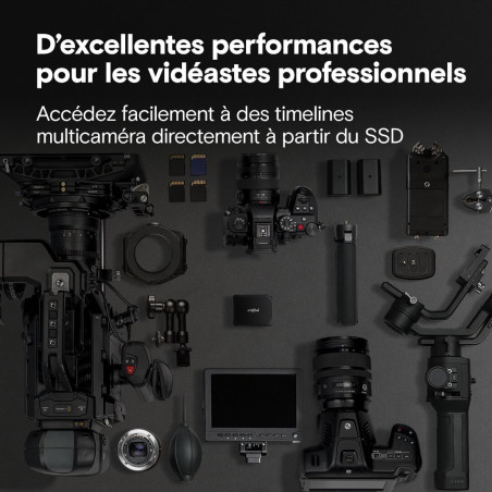 Crucial X10 Pro 2To Disque SSD Externe Portable, jusqu’à 2100Mo/s en Lecture et 2000Mo/s en écrituree, USB-C 3.2, PC et Mac, Rés
