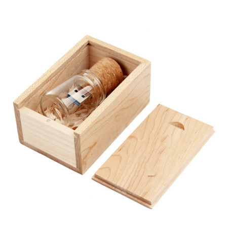 UFARID Flottant Bouteille USB3.0 Clé USB Flash Drive Clé USB Transparent avec boîte en Bois Cadeaux d'affaires pour Les Ordinate