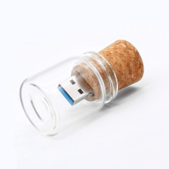 UFARID Flottant Bouteille USB3.0 Clé USB Flash Drive Clé USB Transparent avec boîte en Bois Cadeaux d'affaires pour Les Ordinate