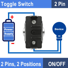 Heschen Interrupteur à bascule en métal, C511A, SPST 2 positions 15 A 250 VCA, 2 connecteurs plats, Avec couvercle étanche,CE (1