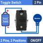 Heschen Interrupteur à bascule en métal, C511A, SPST 2 positions 15 A 250 VCA, 2 connecteurs plats, Avec couvercle étanche,CE (1