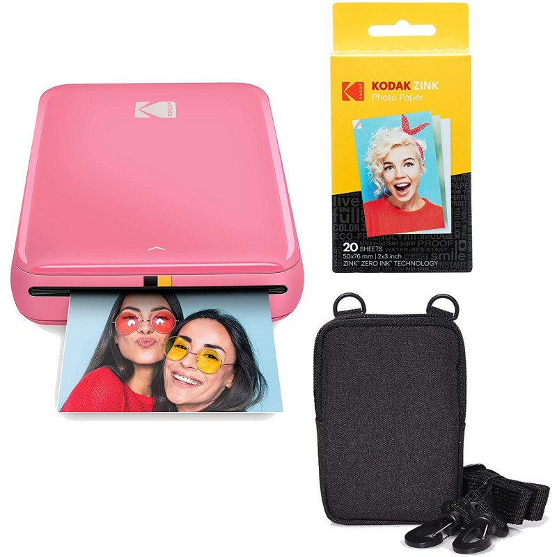 KODAK Step Imprimante Imprimante photo mobile sans fil avec technologie Zinc (Rose) Kit de voyage KODAK Step Imprimante Imprimante photo mobile sans fil avec technologie Zinc (Rose) Kit de voyage