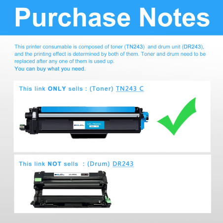 LCL Cartouche de Toner Compatible TN243 TN-243 TN243C TN-243C ( Cyan ) Remplacement pour Brother HL-L3210CW HL-L3230CDW HL-L3270