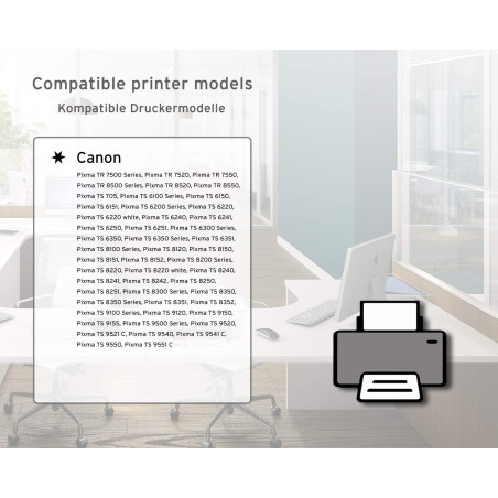 5X 100 ML d'encre d'imprimante PureInk Compatible pour Canon PGI-580, Cartouches d'encre CLI-581 pour Canon Pixma TR 7520, TR 75