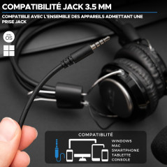 Bluestork MC201 Micro Casque pour PC - Casque avec Microphone Flexible à Réduction de Bruits - Casque PC avec Micro Jack 3.5mm C