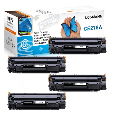 LOSMANN 4x Toner compatible pour HP CE278A 78A pour HP Laserjet M1536DNF M1536MFP P1566 P1560 P1606 P1606DN Canon LBP6200D LBP62