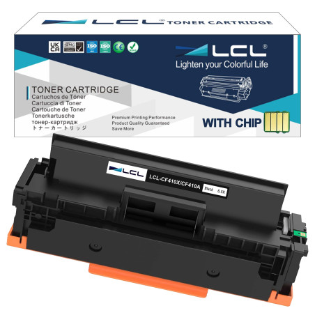 LCL Cartouche de Toner Compatible 410X CF410X 6.5K (1 Noir) Remplacement pour HP Color LaserJet Pro MFP M477fnw MFP M477fdn MFP