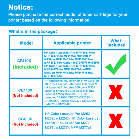 LCL Cartouche de Toner Compatible 410X CF410X 6.5K (1 Noir) Remplacement pour HP Color LaserJet Pro MFP M477fnw MFP M477fdn MFP