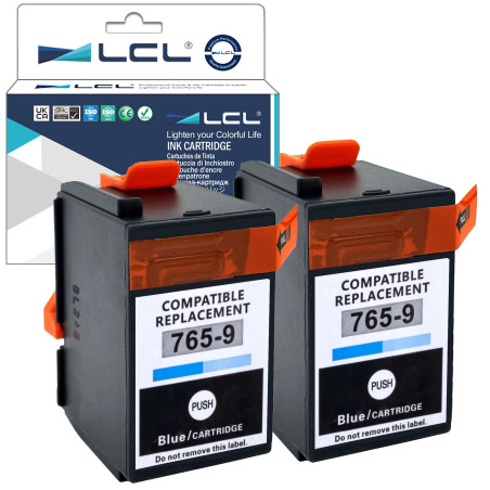 LCL Cartouche d'encre Compatible 765-9 (2 Blue Bleu) Remplacement pour Pitney Bowes DM300C DM400C DM425C-ML DM425C-MM DM450C DM4