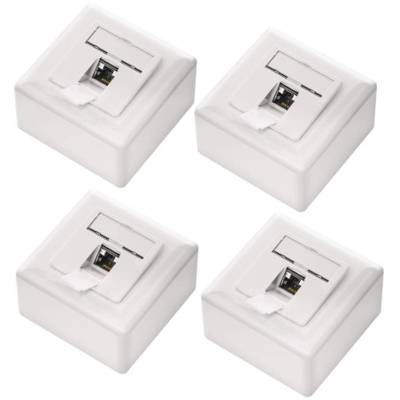 deleyCON 4x CAT6a Universel Prise Réseau - 1x Port RJ45 - Blindé - Surface ou Affleurant - 10 Gigabit Ethernet Réseau - EIA/TIA