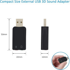 ADWITS Adaptateur Audio stéréo USB 3D Externe avec Prise Jack 3,5 mm pour Microphone Casque, Carte Son USB sans Pilote pour Win 