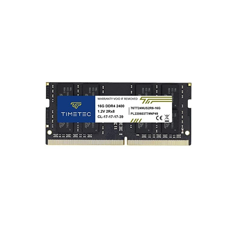 Timetec 16 Go DDR4 2400 MHz (PC4-2400T) PC4-19200 SODIMM – Non-ECC sans Tampon, 260 Broches, 1,2 V, CL17, Module de mémoire pour Timetec 16 Go DDR4 2400 MHz (PC4-2400T) PC4-19200 SODIMM – Non-ECC sans Tampon, 260 Broches, 1,2 V, CL17, Module de mémoire pour