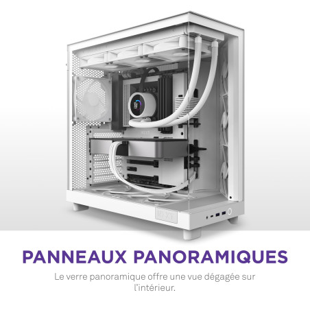 NZXT H6 Flow | CC-H61FW-01 | Boîtier Moyen-Tour Compact Double Chambre Airflow | Panneaux panoramiques en Verre | Panneaux Airfl