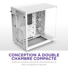 NZXT H6 Flow | CC-H61FW-01 | Boîtier Moyen-Tour Compact Double Chambre Airflow | Panneaux panoramiques en Verre | Panneaux Airfl