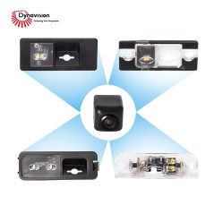 DYNAVISION caméra OEM | AHD NTSC caméra de recul avec lumière Jaune pour VW Golf Passat Polo, Skoda Octavia Fabia, Cayenne Panam