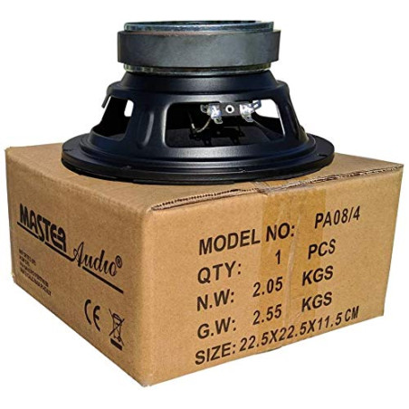1 MASTER AUDIO PA08/4 Haut-Parleur woofer 20,00 cm 200 mm 8" 240 Watt rms 480 Watt Max impédance 4 ohms avec sensibilité 92 DB p