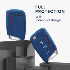 kwmobile Coque clé de Voiture Compatible avec VW Golf 7 MK7 3-Bouton Accessoire clé Voiture - Protection étui Souple en Silicone