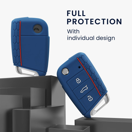 kwmobile Coque clé de Voiture Compatible avec VW Golf 7 MK7 3-Bouton Accessoire clé Voiture - Protection étui Souple en Silicone