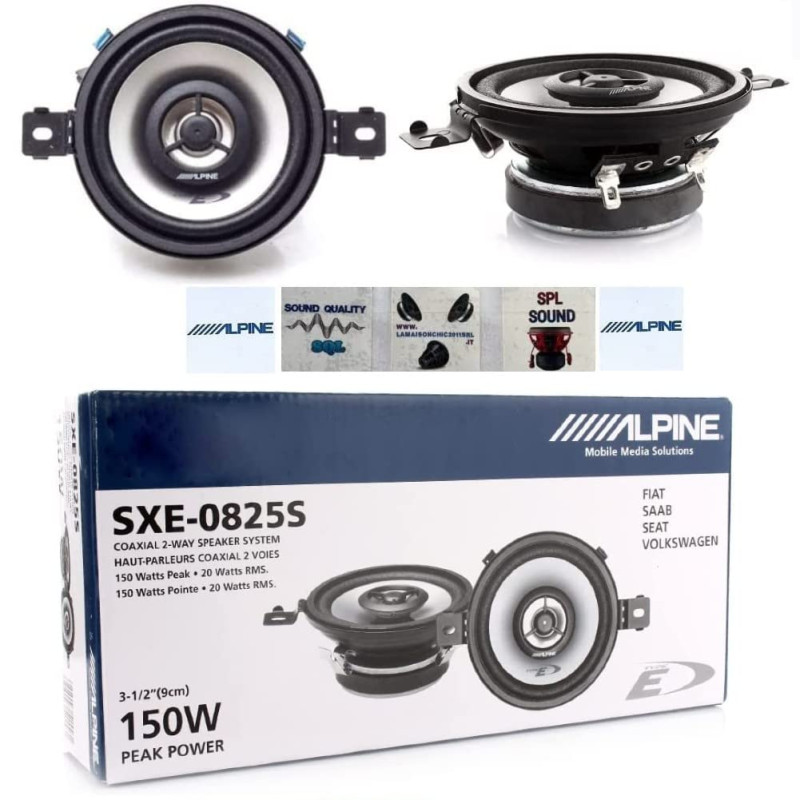 KIT Set pour Alpine SXE-0825S 2 Enceintes Enceintes coaxiales 2 Voies 8,7 cm 87 mm diamètre 3,5" 20 Watts rms et 150 Watts impéd KIT Set pour Alpine SXE-0825S 2 Enceintes Enceintes coaxiales 2 Voies 8,7 cm 87 mm diamètre 3,5" 20 Watts rms et 150 Watts impéd