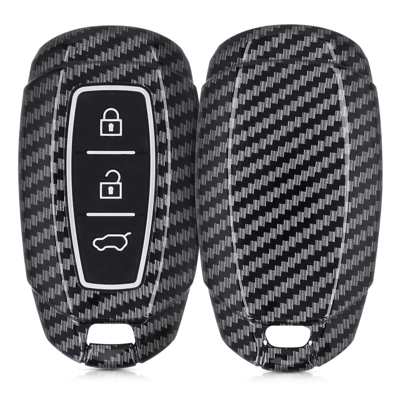 kwmobile Accessoire Clé de Voiture Compatible avec Hyundai Keyless Go 3-Bouton - Coque de Protection en Plastique Rigide Carbone kwmobile Accessoire Clé de Voiture Compatible avec Hyundai Keyless Go 3-Bouton - Coque de Protection en Plastique Rigide Carbone