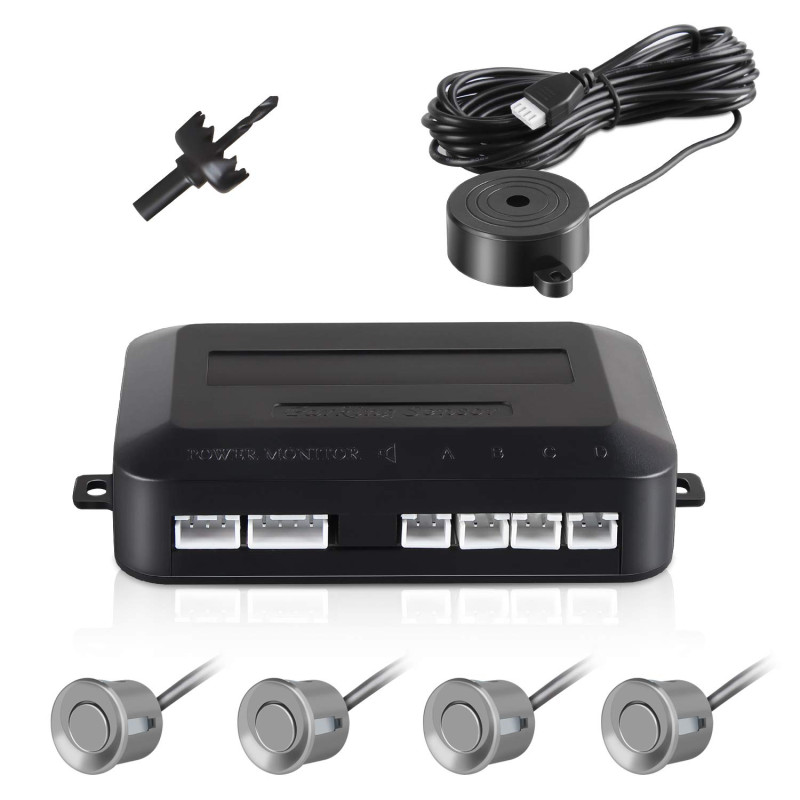 Capteur de Recul Voiture, Aolead Radar Recul Voiture Auto Système Parcage avec Bibi Buzzer Alarme et 4 Capteurs - Argent Capteur de Recul Voiture, Aolead Radar Recul Voiture Auto Système Parcage avec Bibi Buzzer Alarme et 4 Capteurs - Argent