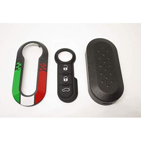 Coque de Clé + Boutons en Caoutchouc Compatible avec Fiat 500, Grande Punto, Evo, Bravo, Panda, 500L, Lancia Ypsilon, Musa, Delt