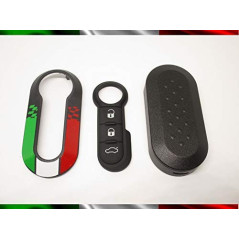Coque de Clé + Boutons en Caoutchouc Compatible avec Fiat 500, Grande Punto, Evo, Bravo, Panda, 500L, Lancia Ypsilon, Musa, Delt