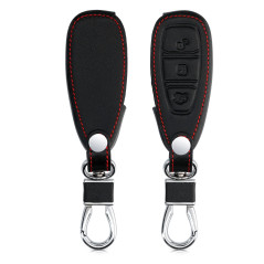 kwmobile Accessoire Clef de Voiture Compatible avec Ford Keyless Go 3-Bouton - Coque de clé de Voiture en Simili Cuir - Noir