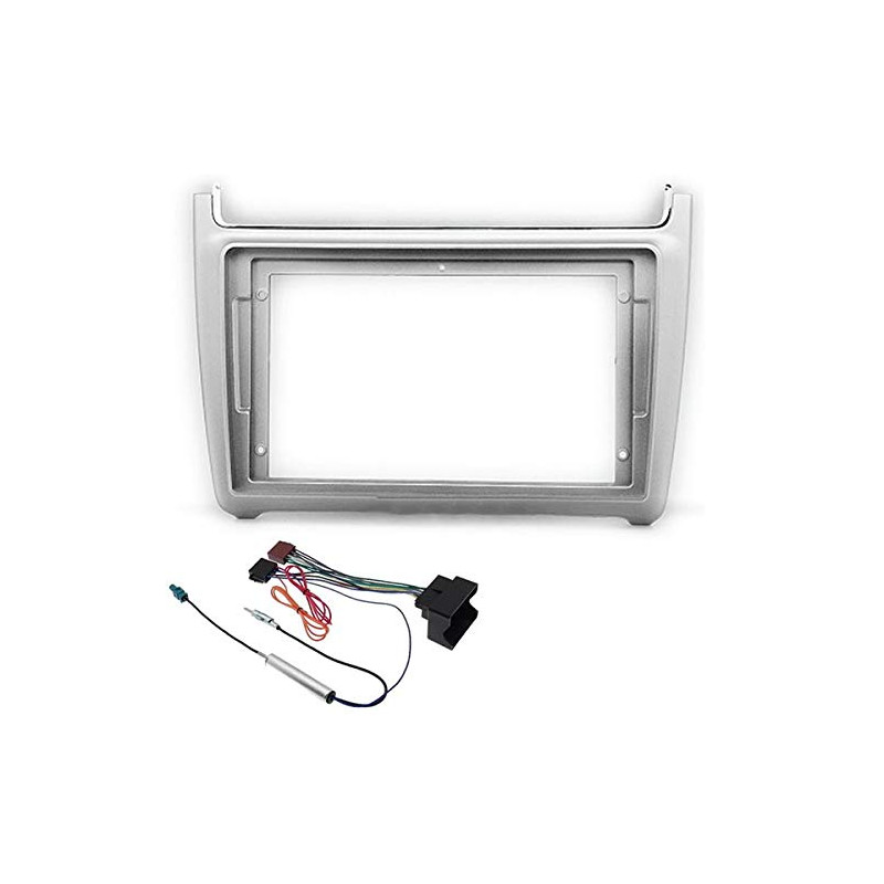 Sound-way - Kit Montage Cadre de Radio Adaptateur autoradio 9" Pouces pour Volkswagen Polo 2009-2017 Gris