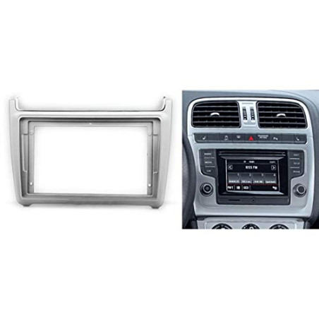 Sound-way - Kit Montage Cadre de Radio Adaptateur autoradio 9" Pouces pour Volkswagen Polo 2009-2017 Gris