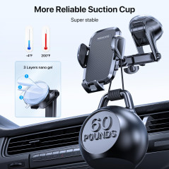 Miracase Support Telephone Voiture [Rotation 360°& Ventouse Puissante] Porte Telephone Voiture Grille D'aération & Pare-Brise & 