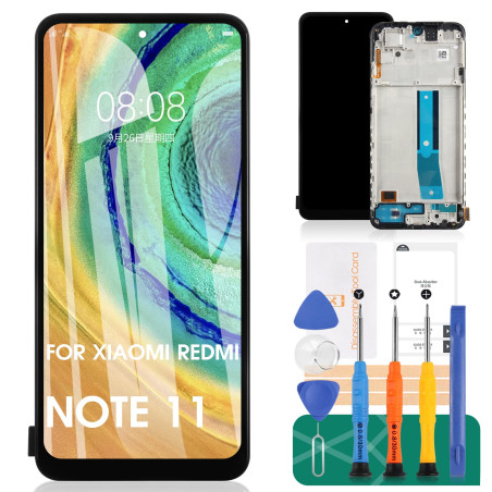 SRJTEK Écran de rechange pour Xiaomi Redmi Note 11 - Écran LCD pour Xiaomi Redmi Note 11 - Kit de réparation d'écran tactile (av