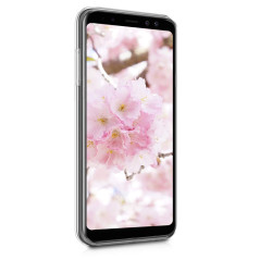 kwmobile Coque Compatible avec Samsung Galaxy A8 (2018) - Housse de téléphone Protection Souple en TPU - Rose Clair-Brun foncé-T