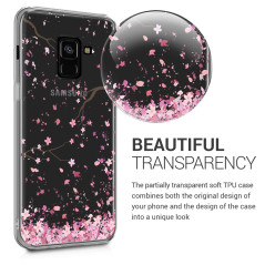 kwmobile Coque Compatible avec Samsung Galaxy A8 (2018) - Housse de téléphone Protection Souple en TPU - Rose Clair-Brun foncé-T