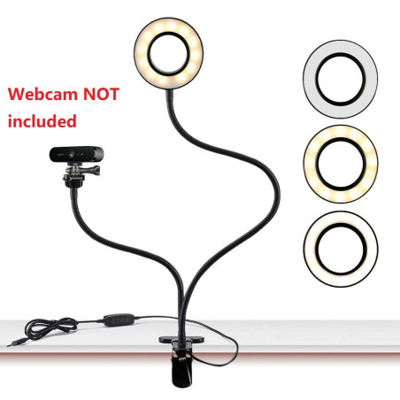 Support d’éclairage de Webcam pour Live Stream, éclairage annulaire avec support de webcam pour Logitech C920s StreamCam,C925e, 